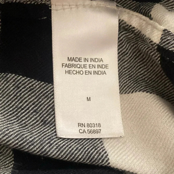 💥Lucky Brand Women Buffalo Plaid Buttons Down Top Black & White M - Picture 9 of 12